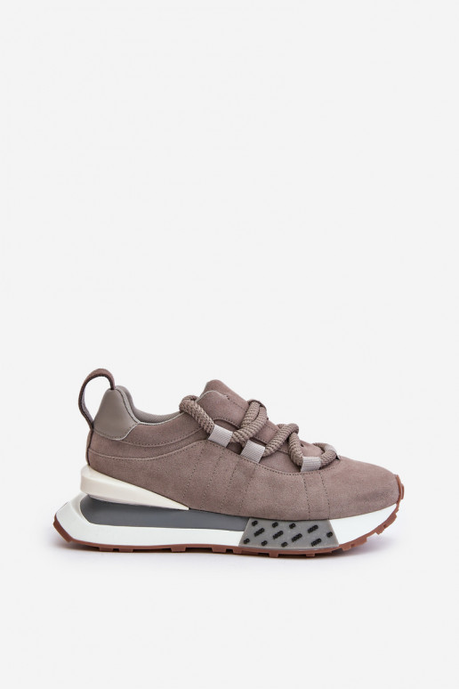 de gamuza Zapatillas modelo zapatos. Femenino con una plataformaGrubym atándosem Artiker 54C1463 color gris