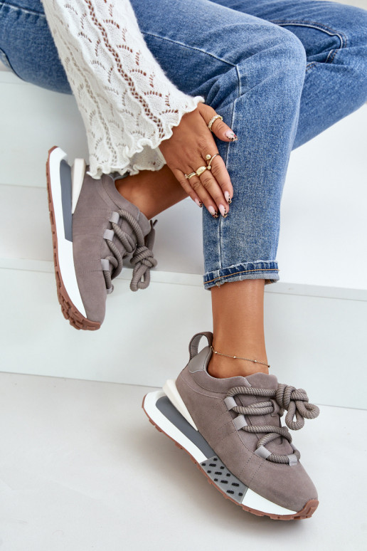 de gamuza Zapatillas modelo zapatos. Femenino con una plataformaGrubym atándosem Artiker 54C1463 color gris