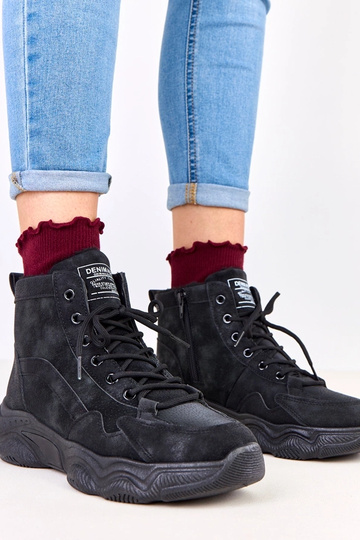Botas de trabajo negras de ante artificial con pelaje, Chakles