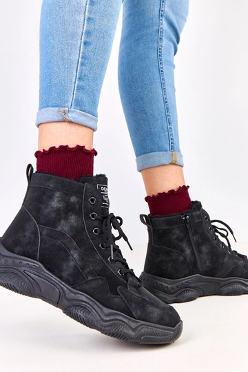 Botas de trabajo negras de ante artificial con pelaje, Chakles 2