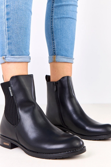 Botines negros de suela plana con elástico, Gres