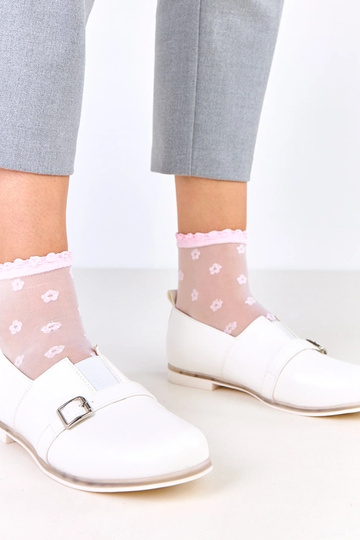 Botines blancos para mujer con plantilla de cuero, Klensi