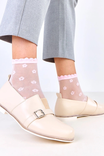 Botines color arena para mujer con plantilla de cuero, Klensi