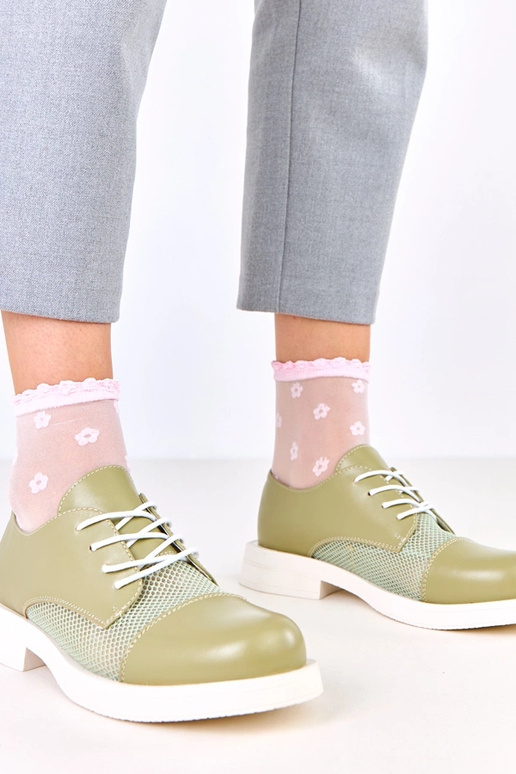 Botines verdes para mujer con rejilla...