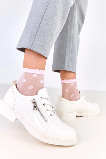 Botines de charol blancos para mujer, Diamante