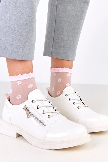 Botines de charol blancos para mujer, Diamante 2