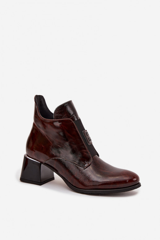 Piel con efecto barniz Botas reloj Con decoraciones Detalem calentamiento Zazoo 60560 marron oscuro