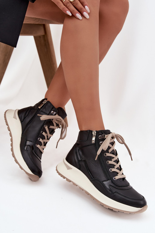Botas Estilo deportivo Femenino con una plataformaActivadoturalnej Skóry Zazoo Z1239 de color negro