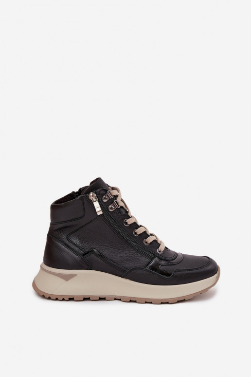 Botas Estilo deportivo Femenino con una plataformaActivadoturalnej Skóry Zazoo Z1239 de color negro