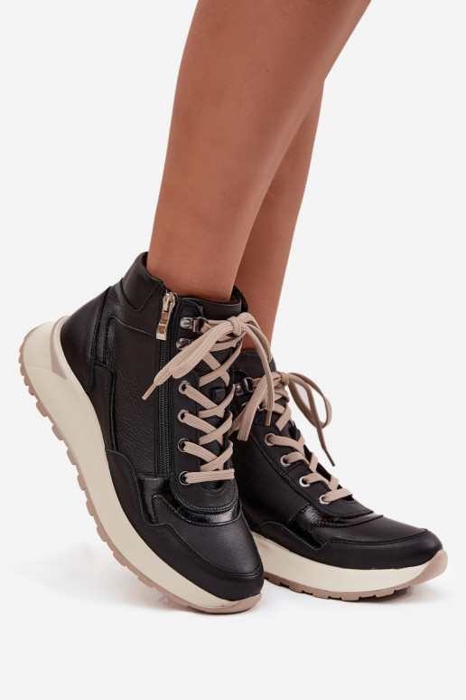 Botas Estilo deportivo Femenino con una plataformaActivadoturalnej Skóry Zazoo Z1239 de color negro