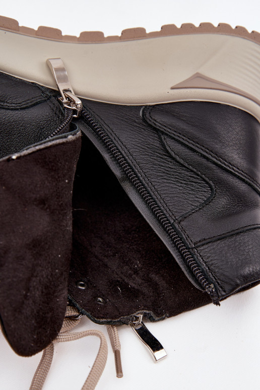 Botas Estilo deportivo Femenino con una plataformaActivadoturalnej Skóry Zazoo Z1239 de color negro