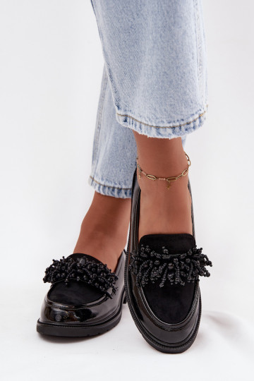 Femenino Mocasines con efecto barniz S.Barski HY52-369B de color negro 2