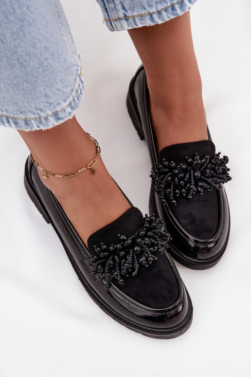 Femenino Mocasines con efecto barniz S.Barski HY52-369B de color negro