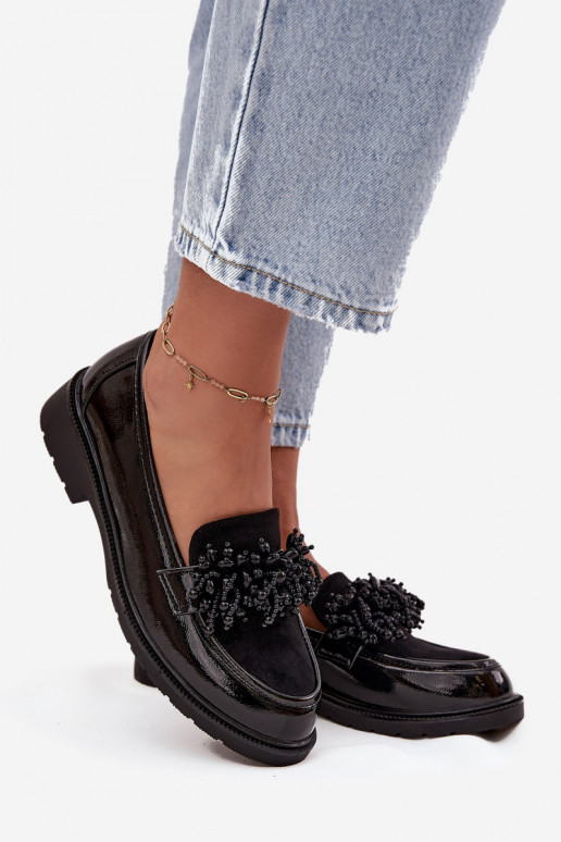 Femenino Mocasines con efecto barniz S.Barski HY52-369B de color negro