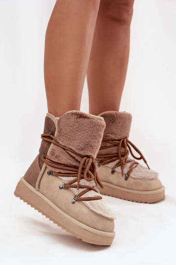 Botas de nieve Femenino con un abrigo de piel D.Franklin DFSH370012 beige 2