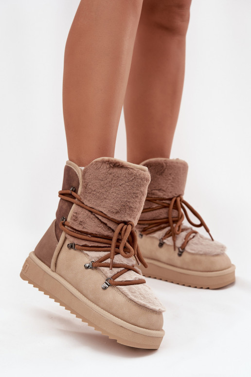 Botas de nieve Femenino con un abrigo de piel D.Franklin DFSH370012 beige