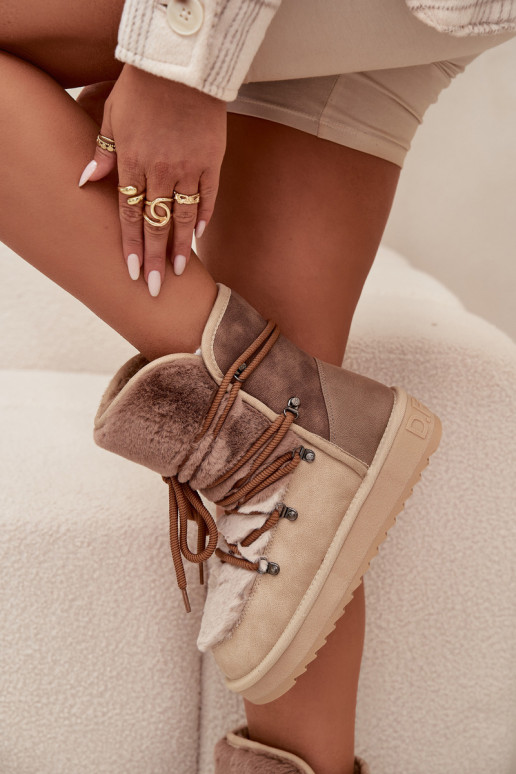 Botas de nieve Femenino con un abrigo de piel D.Franklin DFSH370012 beige