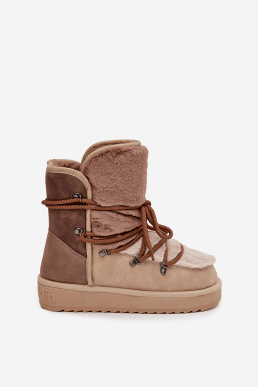 Botas de nieve Femenino con un abrigo de piel D.Franklin DFSH370012 beige