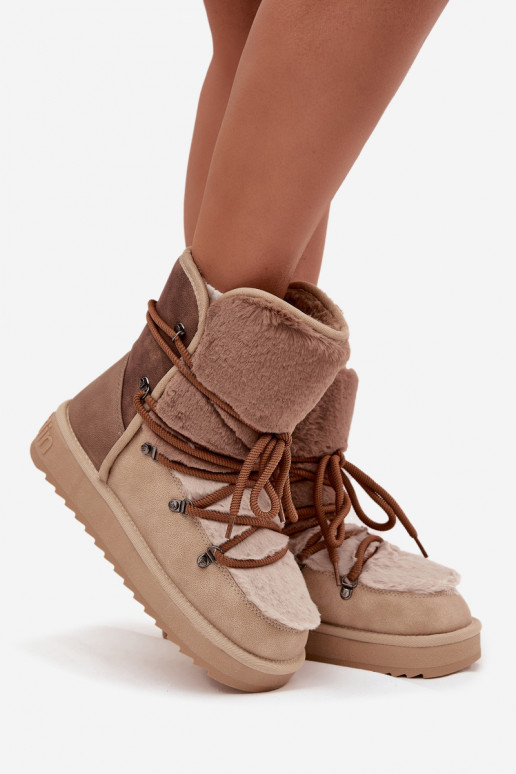 Botas de nieve Femenino con un abrigo de piel D.Franklin DFSH370012 beige