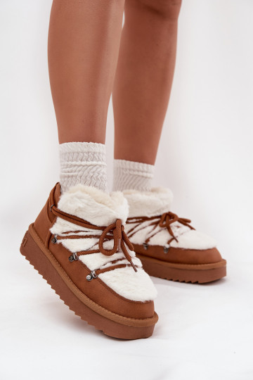 Bajo Botas de nieve con una plataforma con un abrigo de piel D.Franklin DFSH370011 color marrón 2