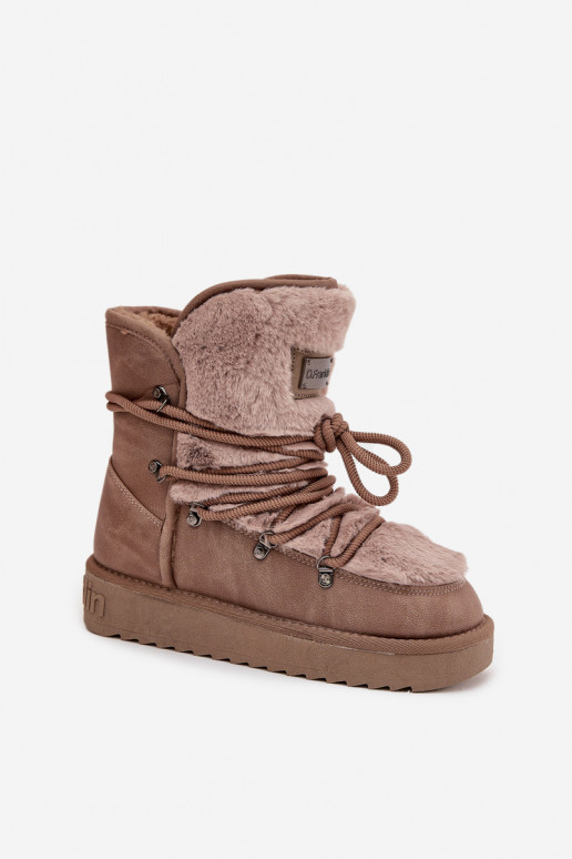 Botas de nieve Femenino con una plataforma con un abrigo de piel D.Franklin DFSH37022 beige