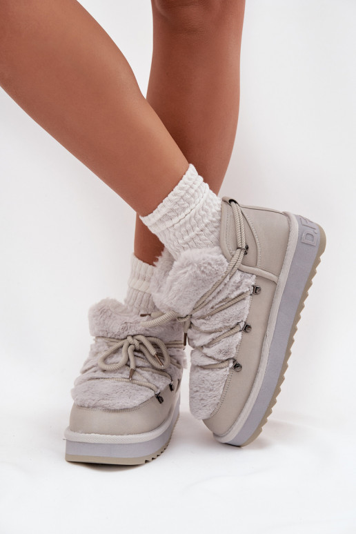 Bajo Botas de nieve con una plataforma con un abrigo de piel D.Franklin DFSH370011 color gris