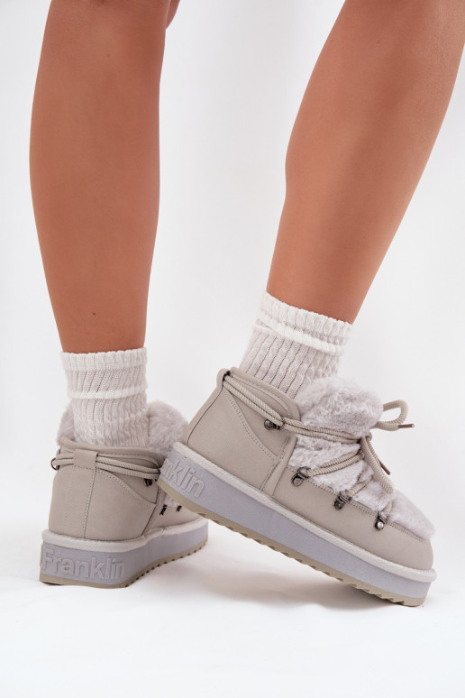 Bajo Botas de nieve con una plataforma con un abrigo de piel D.Franklin DFSH370011 color gris