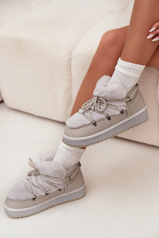 Bajo Botas de nieve con una plataforma con un abrigo de piel D.Franklin DFSH370011 color gris