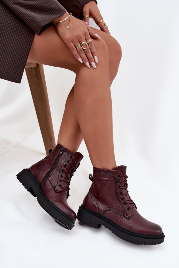 calentamiento Botas de mujerActivadoturalnej Skóry Sergio Leone BT25248-S borgoña