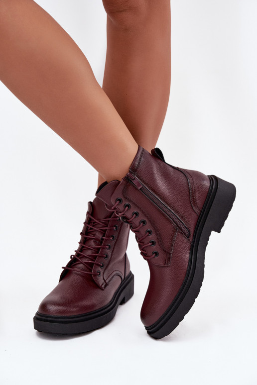 calentamiento Botas de mujerActivadoturalnej Skóry Sergio Leone BT25248-S borgoña