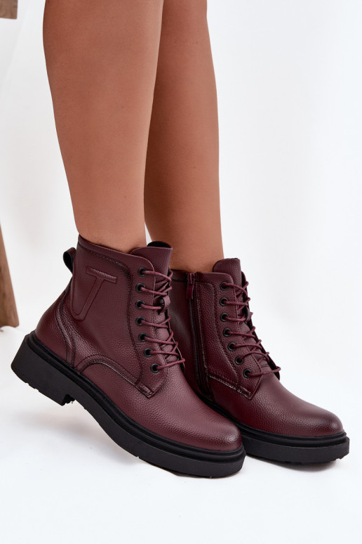 calentamiento Botas de mujerActivadoturalnej Skóry Sergio Leone BT25248-S borgoña