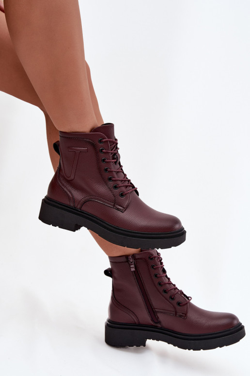 calentamiento Botas de mujerActivadoturalnej Skóry Sergio Leone BT25248-S borgoña