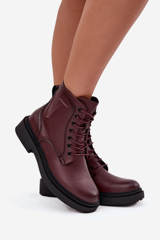 calentamiento Botas de mujerActivadoturalnej Skóry Sergio Leone BT25248-S borgoña