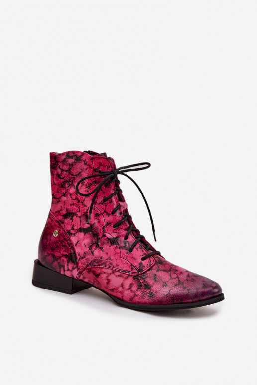 Piel Estampado Botas con tacones anchos Tiene queciejka 06391-23 color rosa