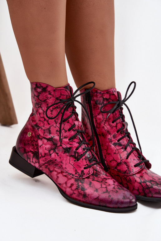 Piel Estampado Botas con tacones anchos Tiene queciejka 06391-23 color rosa