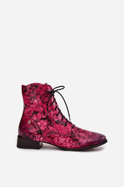 Piel Estampado Botas con tacones anchos Tiene queciejka 06391-23 color rosa
