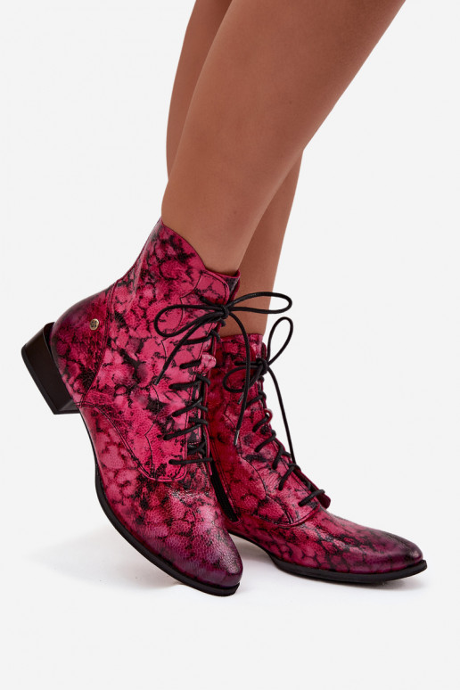 Piel Estampado Botas con tacones anchos Tiene queciejka 06391-23 color rosa