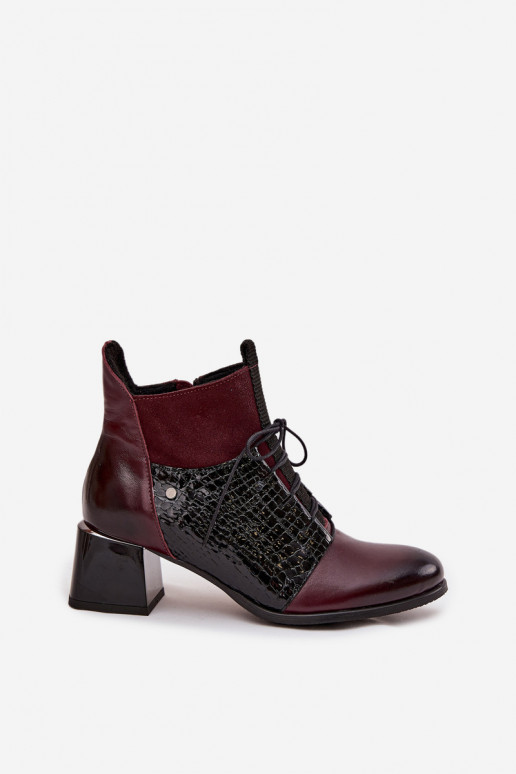 Zazoo 60503 Piel Botas con tacones calentamiento borgoña