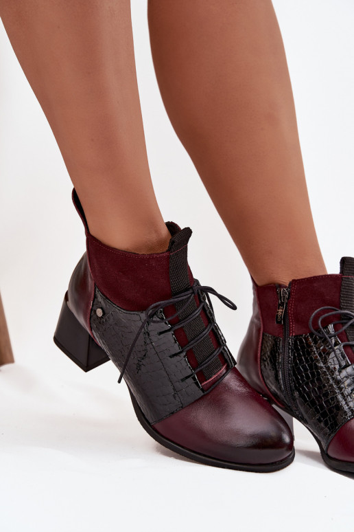 Zazoo 60503 Piel Botas con tacones calentamiento borgoña