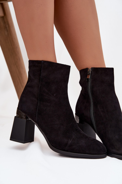 Botas de mujerActivadoturalnego de gamuzau con tacones calentamiento D&A CR52-718 de color negro