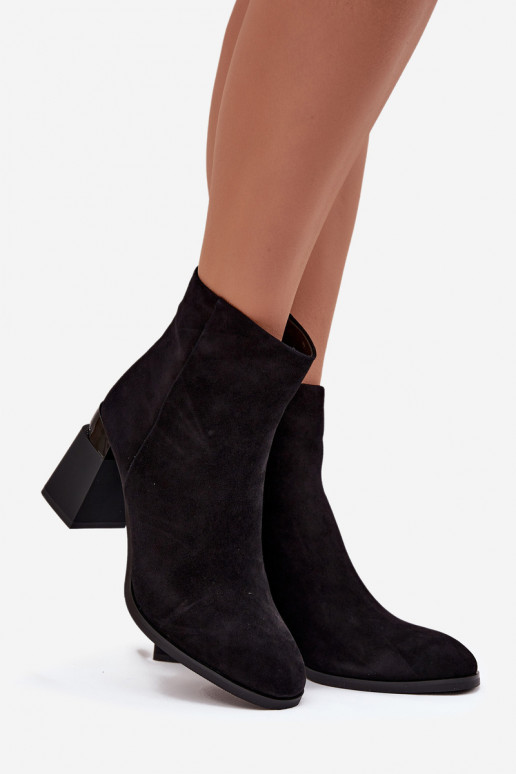 Botas de mujerActivadoturalnego de gamuzau con tacones calentamiento D&A CR52-718 de color negro