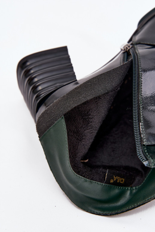 con efecto barniz Botas de mujerActivadoturalnej Skóry con tacones D&ACR52-696 de color caqui