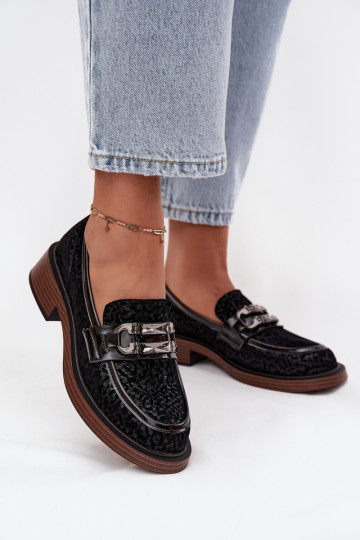Mocasines de ante para mujer con adornos D&A MR52-176 color negro 2