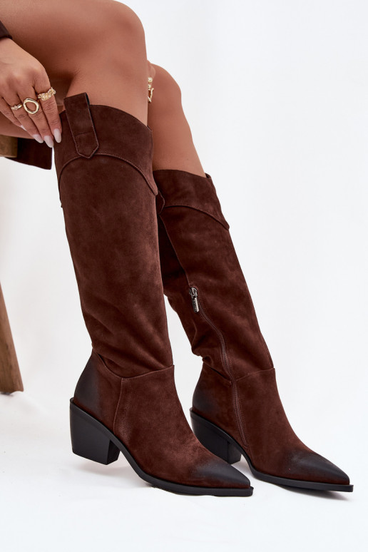 botas estilo vaquero Femenino con taconesActivadoturalnego de gamuzau Artiker 57C0230 color marrón