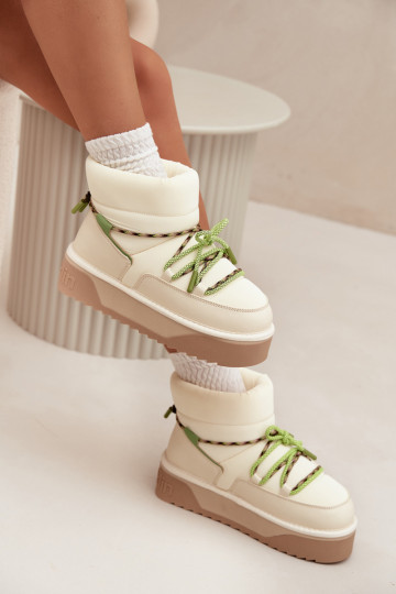 Botas de nieve con una plataforma D.Franklin DFSH371015 color marfil