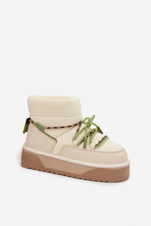 Botas de nieve con una plataforma D.Franklin DFSH371015 color marfil