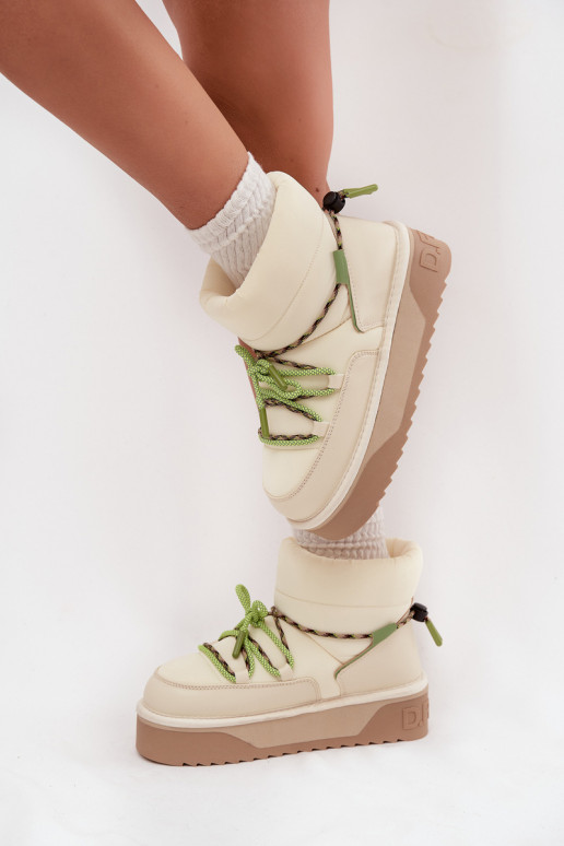 Botas de nieve con una plataforma D.Franklin DFSH371015 color marfil