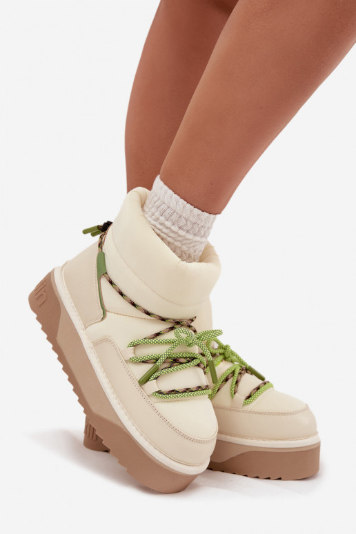 Botas de nieve con una plataforma D.Franklin DFSH371015 color marfil