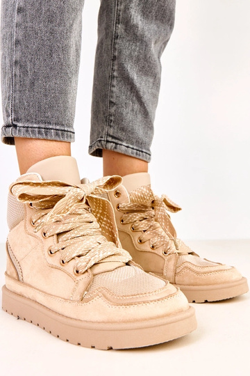 Zapatillas deportivas altas color arena con cordones gruesos Klevis 2