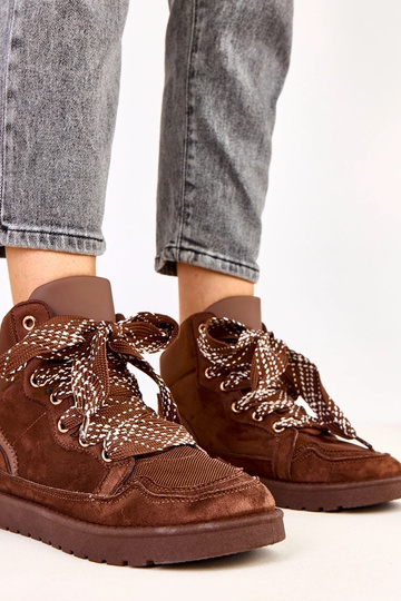 Zapatillas deportivas altas color marrón con cordones gruesos Klevis
